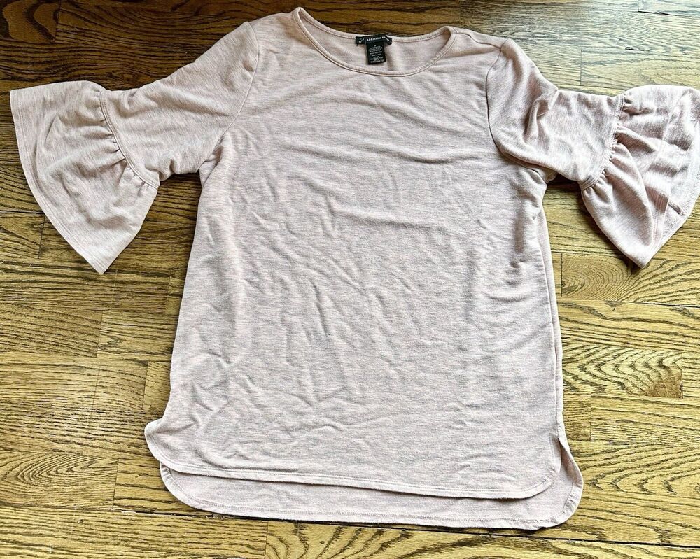 Adrianna Papell Ruffle Sleeve Top Heather Pink Women's Sz Small Classic